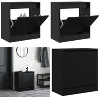 Armoire à chaussures noir 60x34x63,5 cm bois d'ingénierie - Armoire À Chaussures - Meuble Chaussure - Rangement Chaussures - Étagère Chaussures - Rangement Intérieur - Home & Living