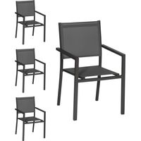 4er Set Stühle aus anthrazitfarbenem Aluminium - graues Textilene