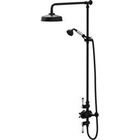 Colore Traditional Matt Black Thermostatic Shower Bar Valve and Rigid Riser Kit with Diverter