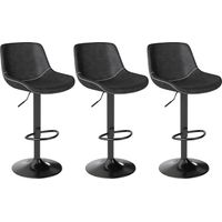 ralex-chair Tabourets de Bar pivotants avec Dossier Chaises de Bar Modernes réglables sans accoudoirs en Cuir synthétique (Lot de 3,Noir)