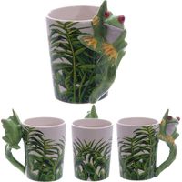 Puckator - Tazza in ceramica con manico a forma di rana, decorazioni con alberi