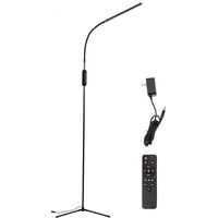 Lampadaire LED 12W Noir Moderne avec Télécommande, 3 Branches Pied au Sol 110-240V Prise US