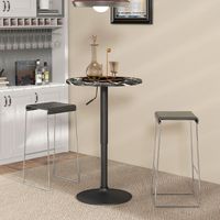 Table de bar ronde Ø60 cm,hauteur réglable 68–93,5 cm,aspect marbre noir. Pour 2 personnes,idéale pour salon,cuisine et petits espaces.
