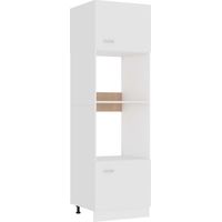 Vidaxl – Meuble micro-ondes Lyon blanc 60 x 57 x 207 cm – Bois d'ingénierie – 4 étagères – 2 portes – Rangement optimisé pour cuisine