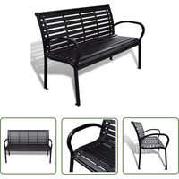 The Living Store Banc de jardin 125 cm acier et WPC noir - Banc De Jardin - Mobilier De Jardin - Banc Patio - Banc Exterieur - Chaise Longue