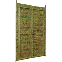 Porta portone in legno massello e ferro da interno o da esterno vecchia e antica medievale scorrevole