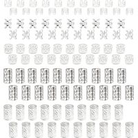 100 Pièces Bijoux Cheveux Tresse Argenté Bijoux de Cheveux Bague Cheveux Réglable Bijoux de Tresse de Cheveux Dreadlocks Perles Métal pour Femmes Hommes