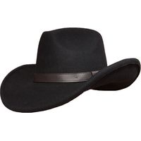 Chapeau de cowboy noir en feutre de laine, style western, pour hommes et femmes