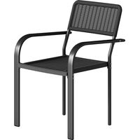 Sillas de JardĂn Apilables 4 uds Reposabrazos Respaldo Acero 55x60x83 cm Negro