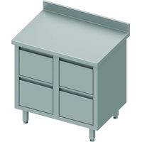 Meuble Bas Inox Professionnel Adossé - 4 Tiroirs - Gamme 800 - Stalgast