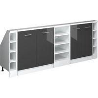Mobile cucina sottotetto R-Line, Antracite lucido/bianco, 210 cm Set di 5, Vicco
