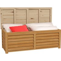 Coffre de rangement extérieur bois 176L avec poignée 130x50x45cm accessoires jardin pratiques