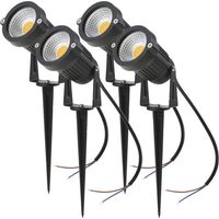Set di 4 faretti LED Cob da 5 W, 220 V, orientabili, con picchetto, per illuminazione da esterno, giardino e terrazza (bianco caldo)