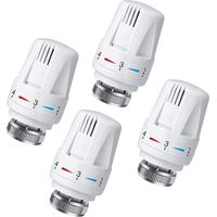 Lot de 4 Tête Thermostatique Connectée Vanne Thermostatique Accessoire, Tete Thermostatique Radiateur, Tête de Remplacement de Vanne de Radiateur pour le Thermostat M30 x 1.5 White