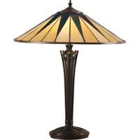 Interiors Dark Star - Lampada da tavolo grande a 2 luci nera, vetro stile Tiffany, E27