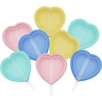 Juego de 8 moldes de silicona para paletas heladas, moldes con forma de corazón, moldes reutilizables con tapa, para paletas heladas caseras.