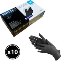 Gant d'examen en nitrile sensiskin noir sans poudre euromedis - lot de 10 boîtes de 100 gants - référence : 127561 - taille : M/8