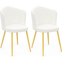 Set di 2 sedie ADELAIDE a guscio riccio bianco con gambe dorate