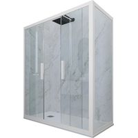 Eck-Duschkabine in PVC 75x120 Klarglas Matt-Weiß Glam Duo