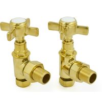 West Westminster Crosshead Angled Radiator Valves Pair Un-Lacquered Brass