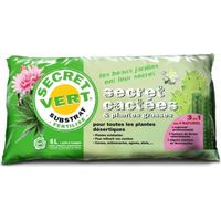 Terreau pour cactées et plantes grasses Secret Vert - Sac de 3kg