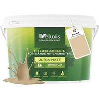 Wandfarbe Beige Gold Grau Matt Innenfarbe – Deckkraft Klasse 1, VOC-frei, Ohne Grundierung, Tropfarm – Wohnzimmer & Schlafzimmer – 5L – Veluxis (Aesthetic Artichoke)