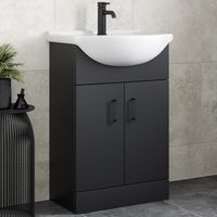 Alpine Black Bathroom Furniture Vanity Unit with Basin 560mm