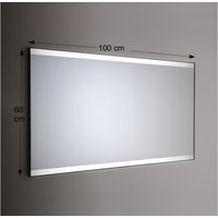 Espejo de pared retroiluminado LED rectangular 100x60 cm grosor 4 mm marco cromo brillante
