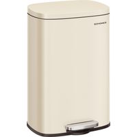 Songmics – Poubelle à pédale 50 L en acier – Fermeture douce – Seau intérieur amovible – Anti-odeur – Beige sable – Dimensions 43,2 x 37,1 x 63,2 cm