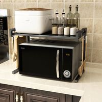 2-stufiges Haloyo® Erweiterbares Mikrowellen Regal,Mikrowellenhalter,grössenverstellbar,Schwarz