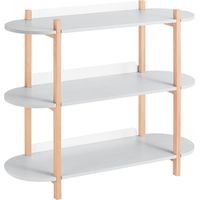 SoBuy Bücherregal Multifunktionales Regal Standregal mit 2 Ablagen Couchtisch Verkaufsregal Anrichte Grau und Natur BHT ca. 100x88x33cm HSTR01-H-HG