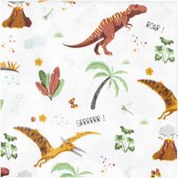 PARTY TIME - EA10218 Serviettes en Papier Motif Dinosaure - Accessoire de fête pour célébrations et Anniversaires - Lot de 20 - Dimensions : 33 x 33 cm