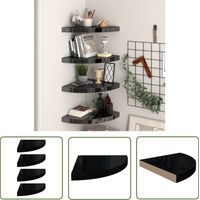 Lot de 4 Étagère d'angle flottante Étagère de Rangement - Meuble de rangement Noir brillant 35x35x3,8cm MDF BV744238 - BonneVie