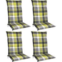Beautissu Set de 4 Cojines para sillas de Exterior y jardín con Respaldo Alto Sunny BK 120x50x6 cm tumbonas, mecedoras, Asientos cómodo Acolchado Resistente a Rayos UV Verde