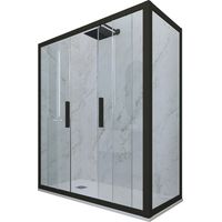 Eck-Duschkabine in PVC 80x130 Klarglas Matt-Schwarz Glam Duo