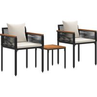 vidaXL Outdoor Furniture Set Black and Cream White Poly Rattan