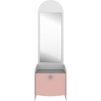COMODINO-TOELETTA CON SPECCHIO BIANCO, ROSA E GRIGIO RINGO