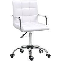 Retro-style office chair, height-adjustable, 5 wheels, 52.5 cm x 54 cm x 99 cm, white
