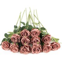 12 roses noires artificielles, fleurs artificielles en soie à longues tiges, adaptées pour Halloween, la décoration de la maison et des fêtes de mariage (noires).