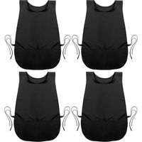Lot de 4 Tabliers de Cordonnier avec 2 Poches, Blouse D'Art Imperméable pour Femmes, Hommes, Nettoyage, Peinture, Ménage, Travail, Noir