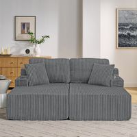 Canapé-lit relax 2 places / Fauteuil de détente — Tissu en velours côtelé doux — Avec poche latérale pour magazines, porte-gobelet et coussins — Idéal pour salon, salle de jeux, bureau à domicile, cha