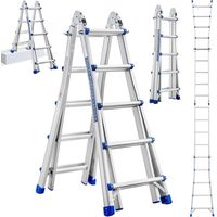 STANEW Scala in alluminio Scala multiuso 5,10 m 5x5 pioli Scala telescopica ✓ Multifunzionale ✓ Pieghevole ✓ Singola ✓ Fissa ✓ Scala scorrevole ✓ Scaletta e bifacciale