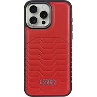 Custodia rigida Audi in pelle sintetica MagSafe per iPhone 15 Pro Max 6.7, colore rosso/rosso (AU-TPUPCMIP15PM-GT/D3-RD)