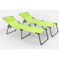 Juego de 2 tumbonas de playa y jardín plegables de aluminio Mauritius - Verde oscuro