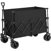 Chariot de plage, chariot pliable, capacité 220 lbs, grandes roues, chariot pliable, chariot polyvalent jardinage 300 litres, roues tout-terrain et porte-boire. Noir.