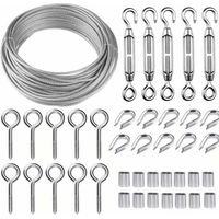 Kit Câble Acier Inoxydable 30m/2mm Tendeur Fil Robuste M5 Roulé Clôture Balustrade Plantes Grimpantes-KZQ