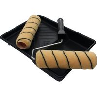 ProDec Set di rulli da 9" per pitture ad emulsione e per muratura - 2x manicotti a pelo medio, telaio e vassoio, set di rulli per pitturare pareti e soffitti con emulsione