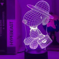 Veilleuse 3D, Veilleuse LED Snoopy (personnages animés), 16 couleurs, intensité réglable, alimentation USB, tactile + télécommande, Cadeau pour enfants