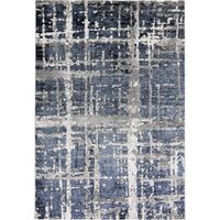 Tapis de salon de design moderne à poils courts bleu gris Double BLU001