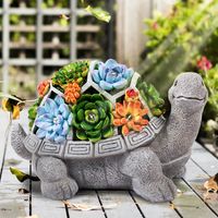 Dekorative Outdoor-Ornamente, Schildkröten-Gartenstatuen mit 7 LED-Lichtern, solarbetriebene Statue, Kunstfiguren für Terrasse, Hof, Rasen, Garten, Geschenk